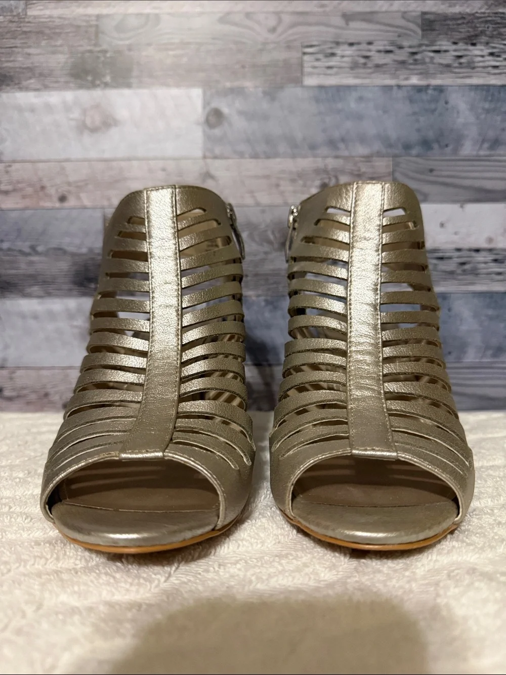 Coach Metallic Gold Strappy Heels